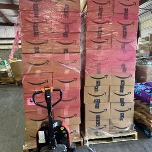 Buy Amazon Mystery Box Pallets for only $300. Each pallet contains 50 mixed items including electronics, toys, clothing, and home goods. Ideal for resellers and small businesses.